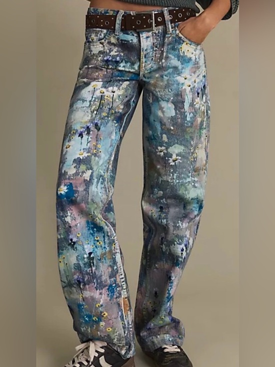 We The Free Denim - FREE PEOPLE WE THE FREE Tennessee painted jeans size 27 sold out
